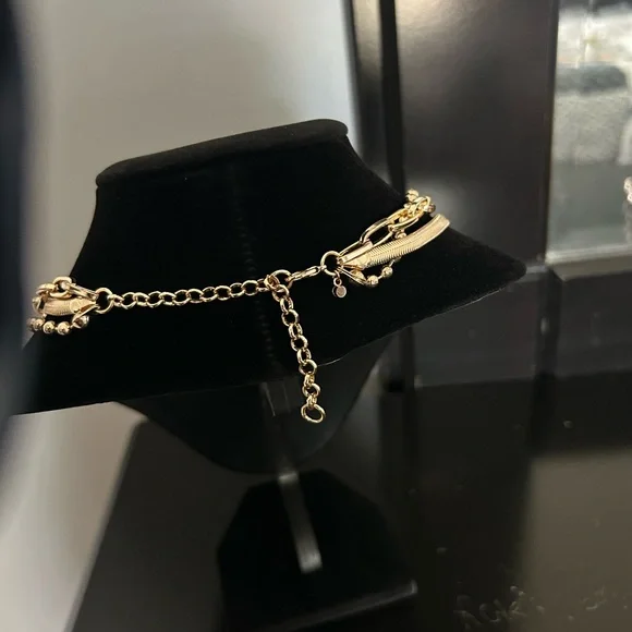 White House Black Market Gold Layered Necklace Trio - Picture 3 of 5